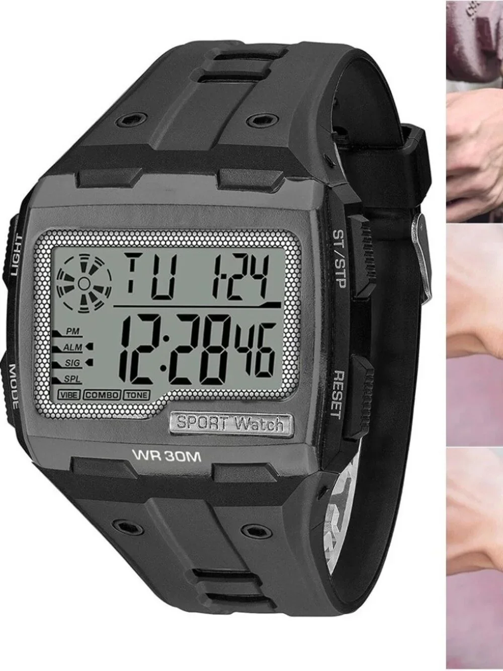 Men Waterproof Wrist Watch Sports Watch Digital Large LED Screen Watch Xmas Gift